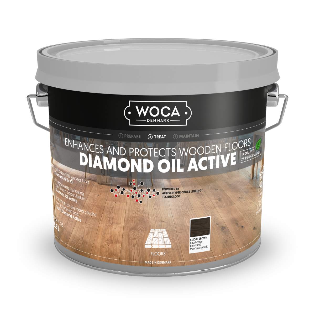 WOCA Diamant Aktiv Öl Braun Geräuchert Diamond Oil Active Smoke Brown 2,5 Liter