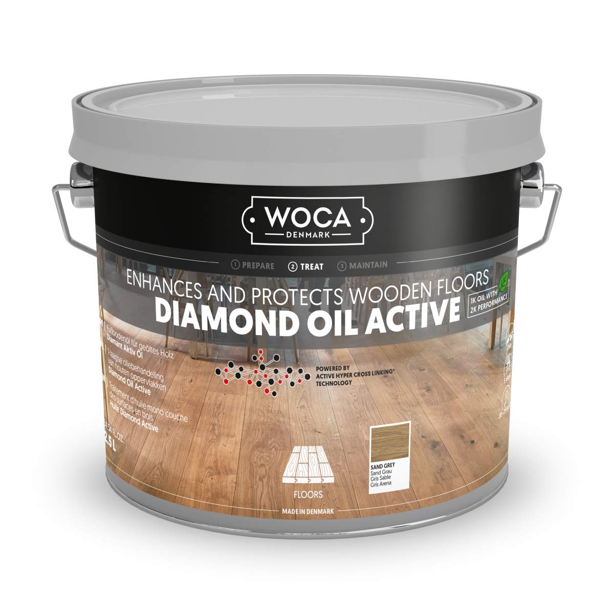 WOCA Diamant Aktiv Öl Diamond Oil Active Sand Grey 2,5 Liter