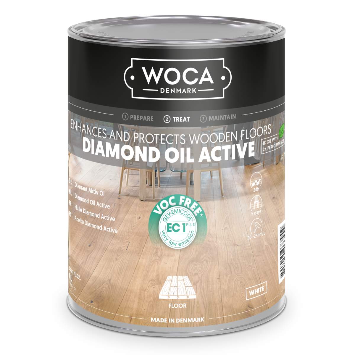 WOCA Diamant Aktiv Öl Weiß Diamond Oil Active White 1 Liter