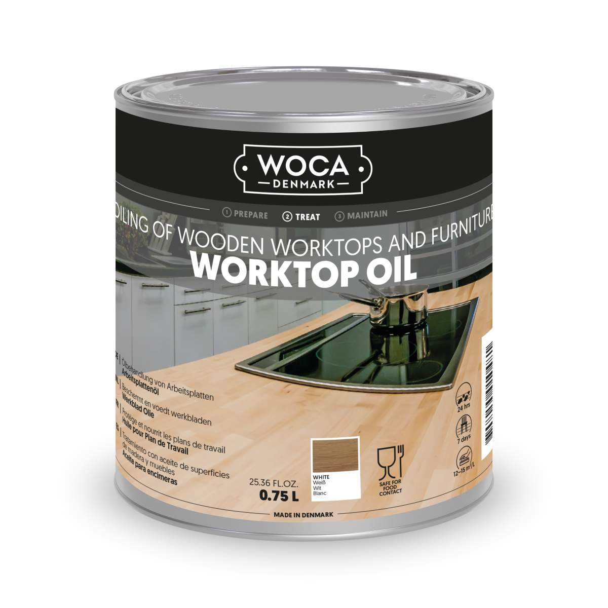 WOCA Arbeitsplattenöl Weiß Worktop Oil White 0,75 Liter