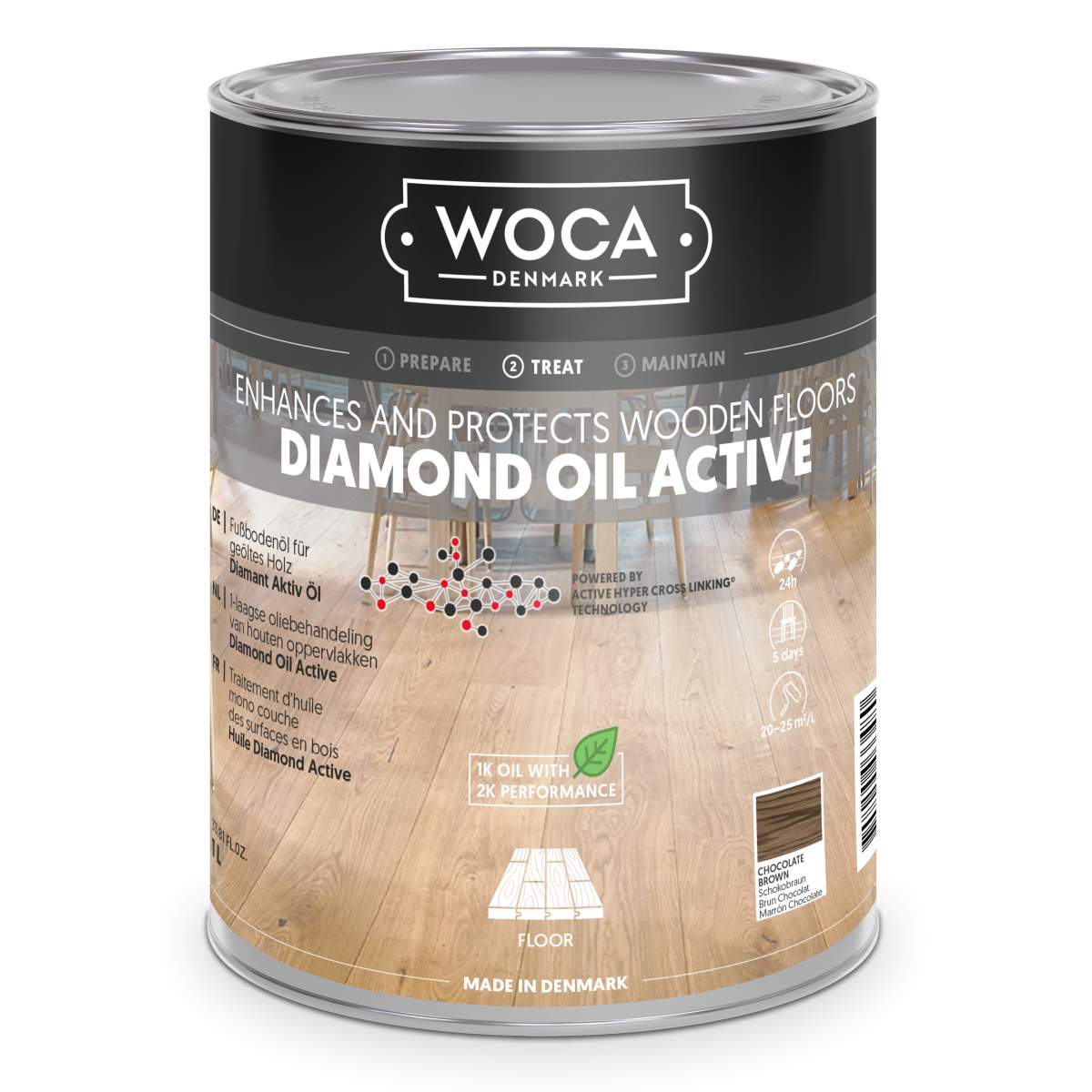 WOCA Diamond Öl Aktiv Schokobraun Diamond Oil Active Chocolate Brown 1 Liter