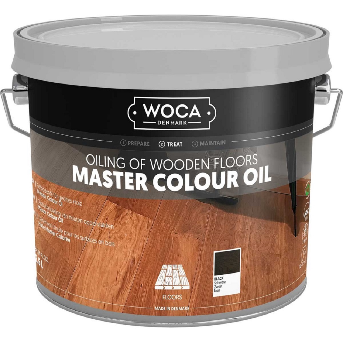 WOCA Parkett-Colouröl Schwarz N120 Master Colour Oil Black 2,5 Liter