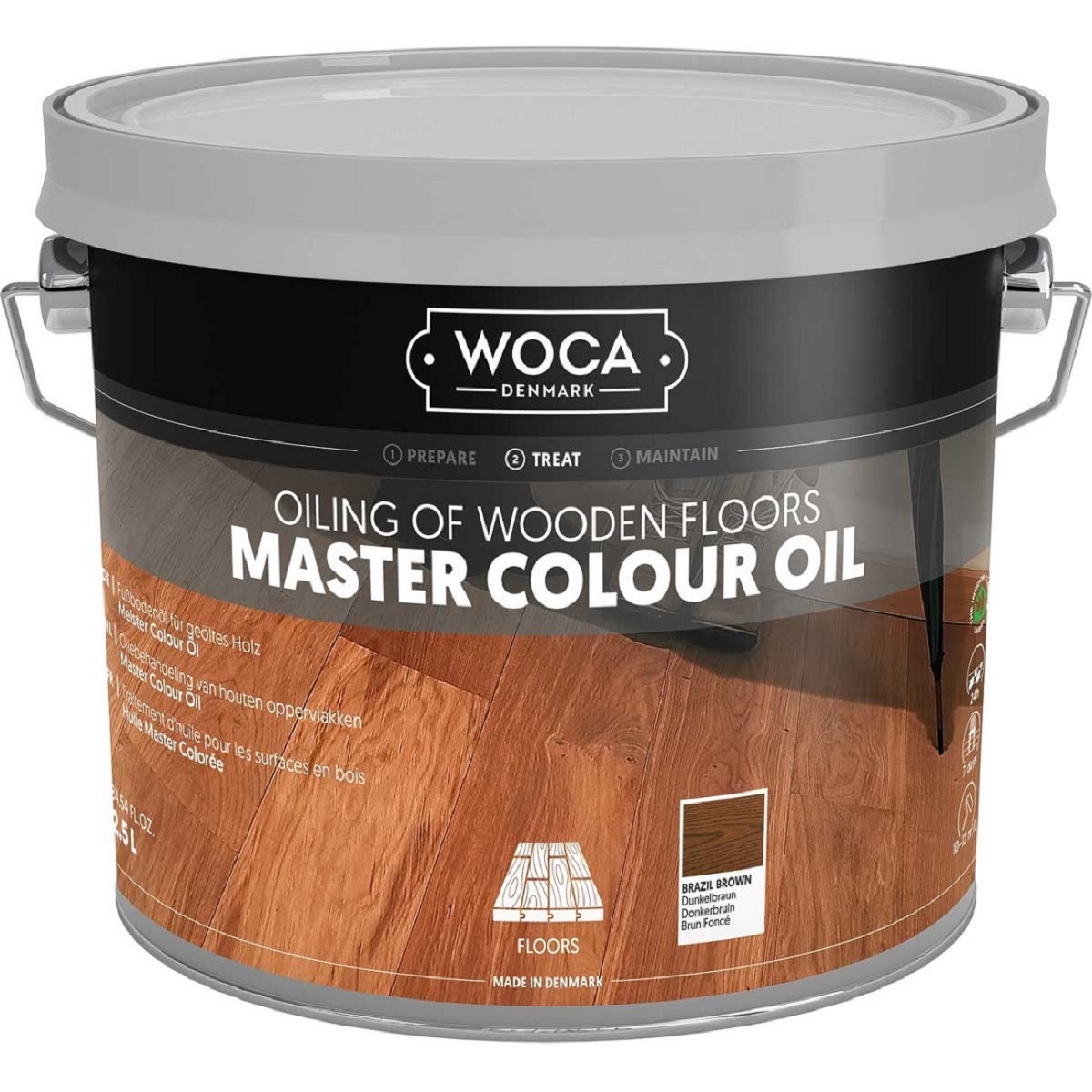 WOCA Parkett-Colouröl Dunkelbraun N102 Master Colour Oil Brazil Brown 2,5 Liter