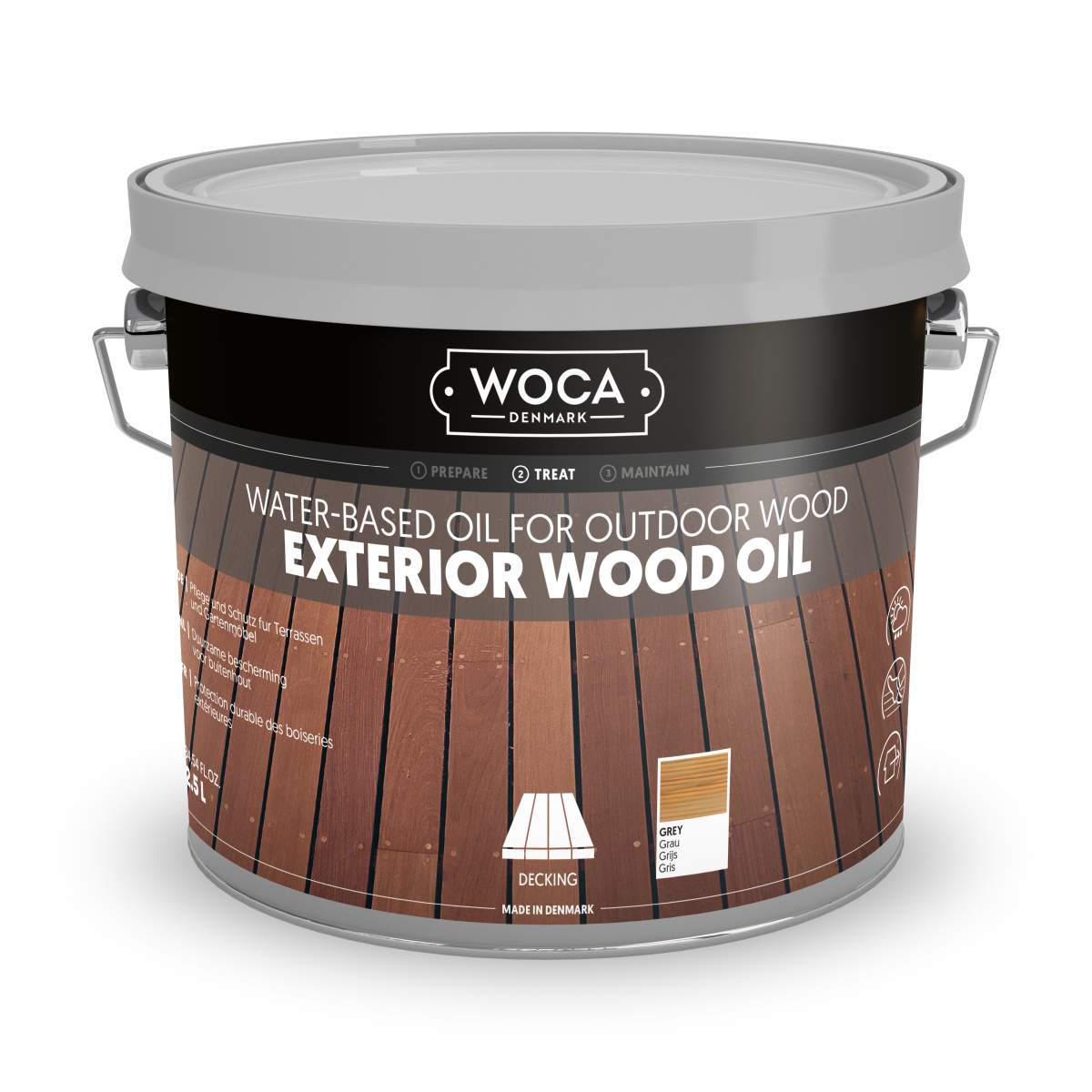 WOCA Terrassenöl Grau / Exterior Wood Oil Grey 2,5 Liter